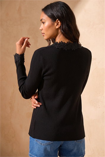Lace Trim Knit Cardigan 16174608