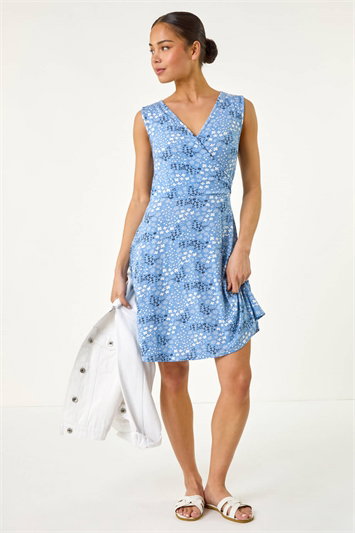 Petite Ditsy Floral Wrap Dress 14763045