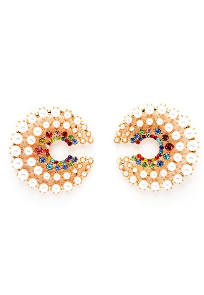 White Pearl Swirl Hoop Earrings