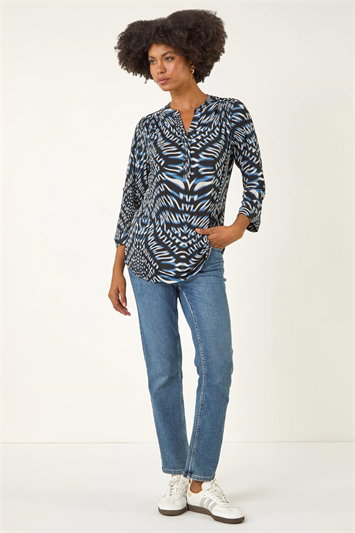 Abstract Puff Print Stretch Top 19421509