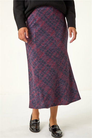 Red Checkered Panel Tulip Skirt