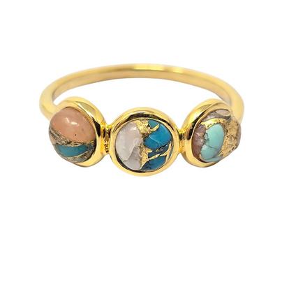 Metallic Minimalist Opal Turquoise Gemstone Gold Vermeil Ring
