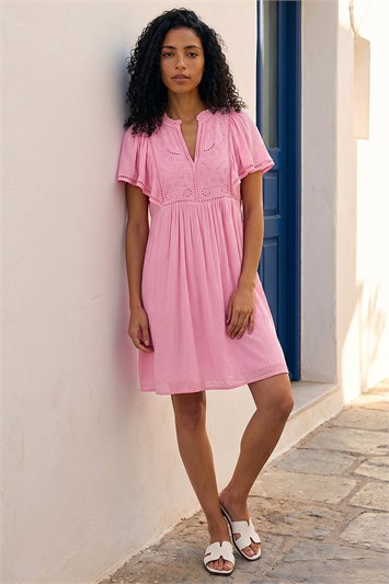 Embroidered V-Neck Dress 14893272