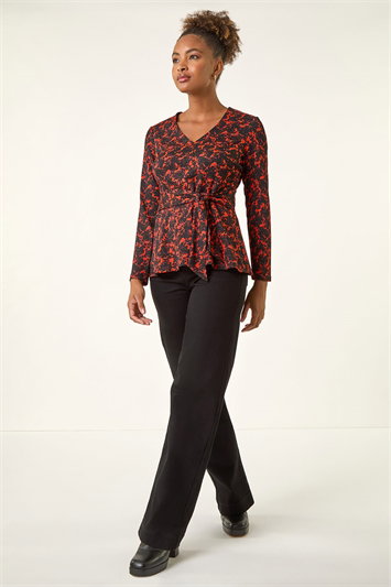 Textured Crepe Tie Waist Top 19484264