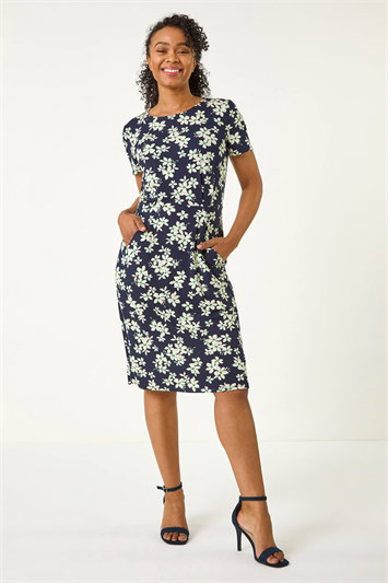 Petite Floral Print Pocket Stretch Dress 14648860