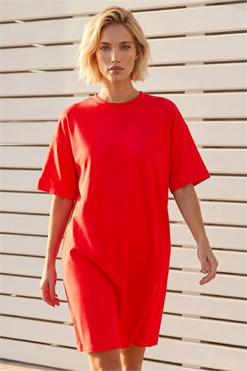 Red Jersey Stretch T-Shirt Dress