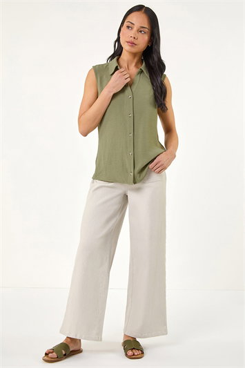 Petite Button Up Front Blouse 10232540
