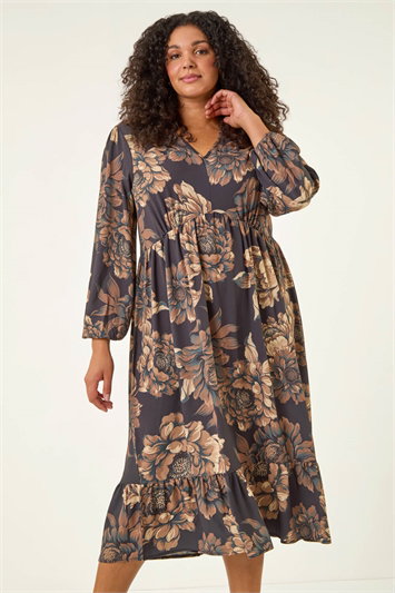 Curve Floral Print Midi Dress 14770314