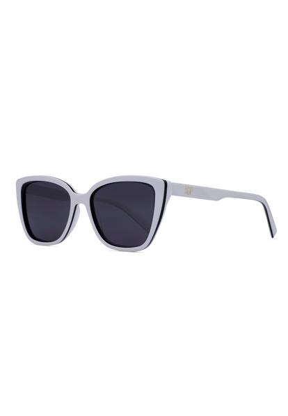 White Sculpted Cat-Eye Glam Sunglasses
