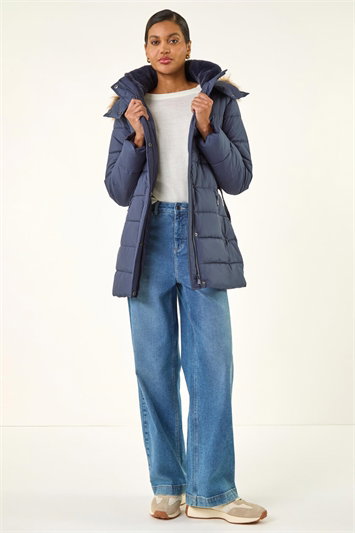Faux Fur Padded Belt Coat 12040860