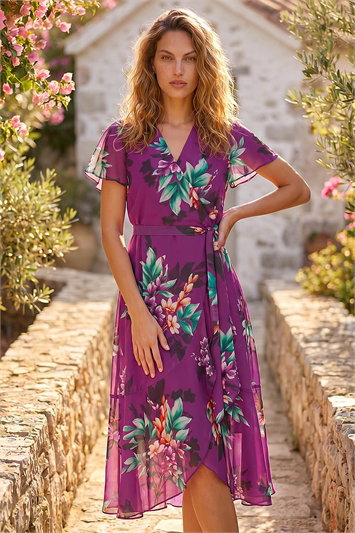 Floral Print Wrap Dress 14858751