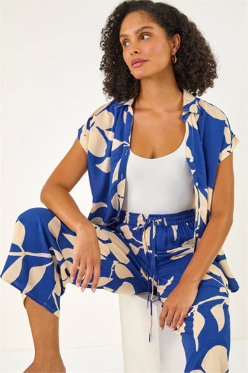 Blue Floral Mono Print Trouser