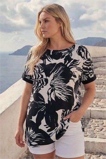 Terra & Sky Women's Plus Sizes Short Sleeve Peasant Top, Relaxed Fit