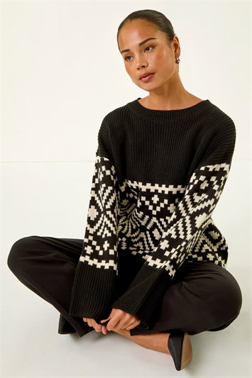 Petite Diamond Geometric Knit Jumper 16229108