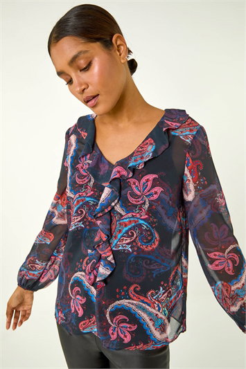 Paisley Print Frill Top 20182976