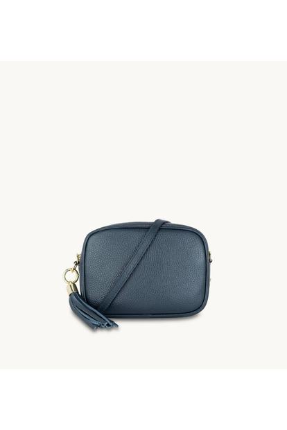 Blue The Tassel Navy Leather Crossbody Bag