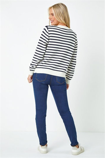 Petite Stripe Print Pocket Cardigan 16106560
