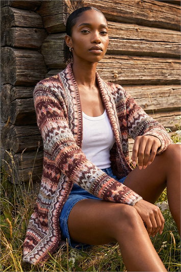 Petite Aztec Longline Cardigan 16358315