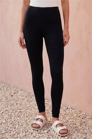 Stretch Plain Elastic Waist Leggings 18002108