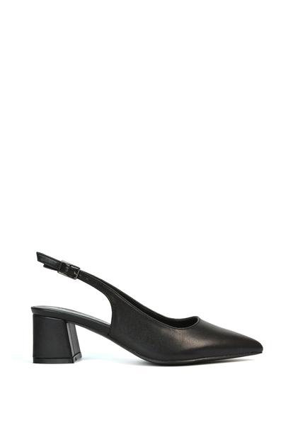 Black 'Devon' Court Shoe Block Heels With Slingback