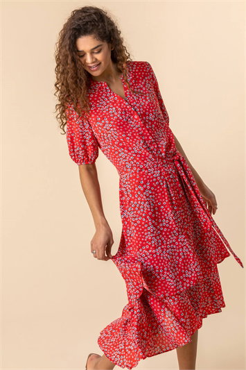 Ditsy Floral Frill Hem Midi Dress 14138678