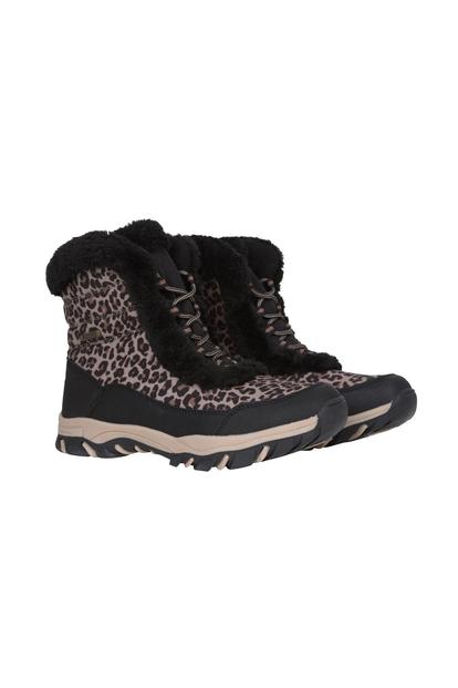 Black Ohio Leopard Print Thermal Snow Boots