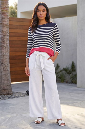 Contrasting Stripe Print Top 19482160