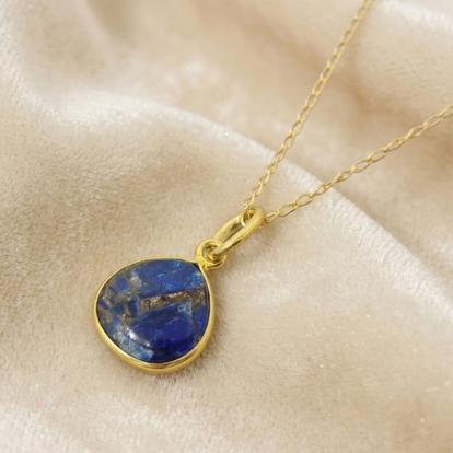 Metallic 18Ct Gold Vermeil Plated Sapphire September Birthstone Necklace