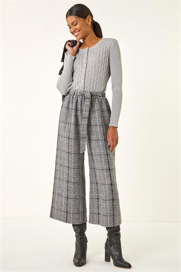 Belted Check Culotte Trousers 18099036