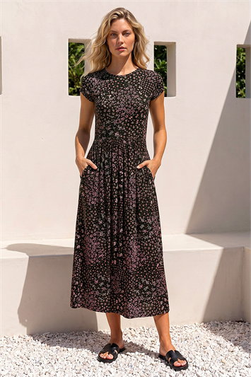 Patchwork Floral Stretch Jersey Dress 14252508