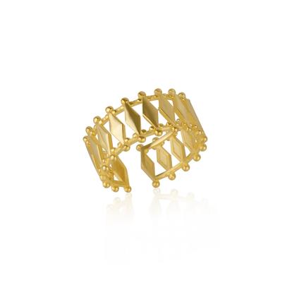Metallic Multiple Quad Bar Sterling Silver Ring