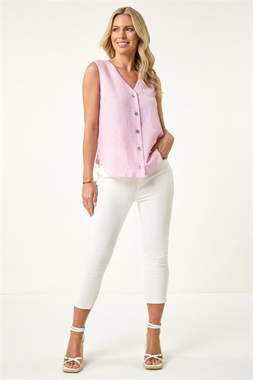 Petite Buttoned Sleeveless Blouse 10210872