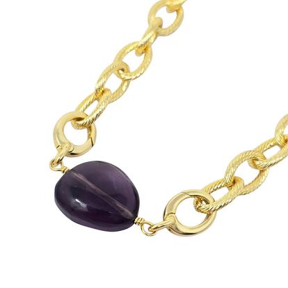 Metallic Amethyst February Birthstone Statement Pendant Necklace