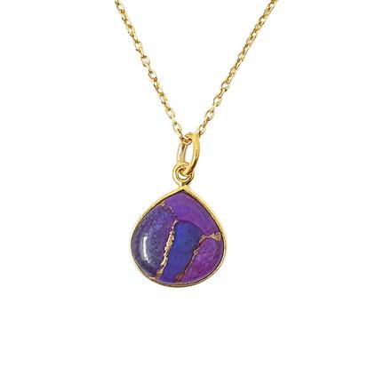 Metallic 18Ct Gold Vermeil Heart Amethyst Pendant Necklace