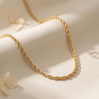 Metallic 18Ct Gold Plated Rope Chain Necklace