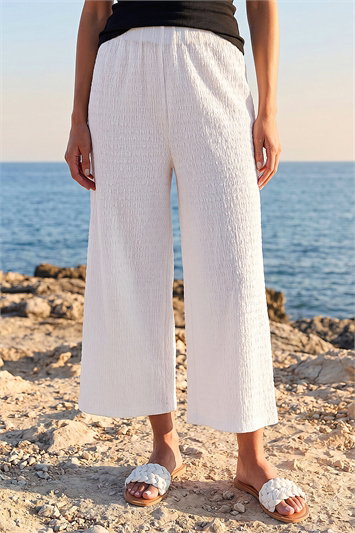 Petite Textured Cropped Stretch Trouser 18107794