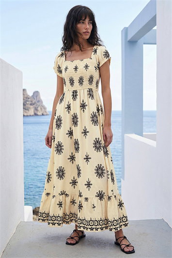 Broderie Shirred Maxi Dress 14839838
