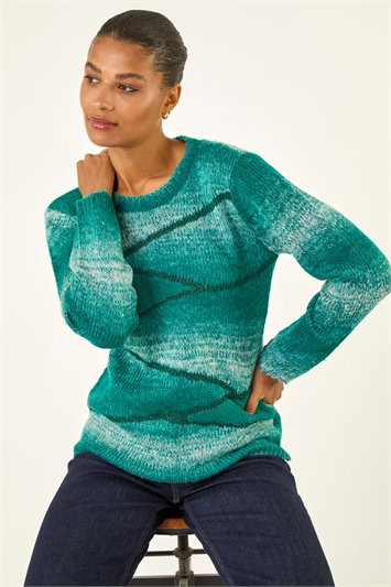 Blue Colour Block Knit Jumper
