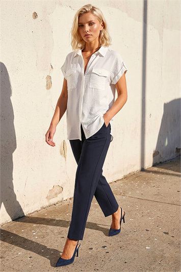 Petite Pocket Button Up Blouse 10232494