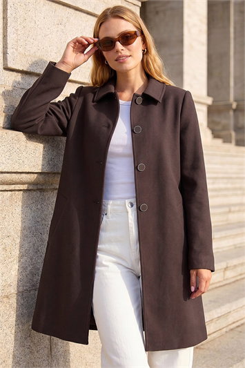 Brown Buttoned Swing Coat