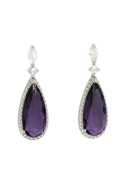 Purple Diva Collection Crystal Simulated Almond Drop Earrings