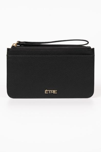Black Plain Passport Holder Clutch Wallet
