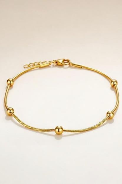 Metallic Brass Beaded Round Ball Minimalist Boho Slim Foot Payal Anklet