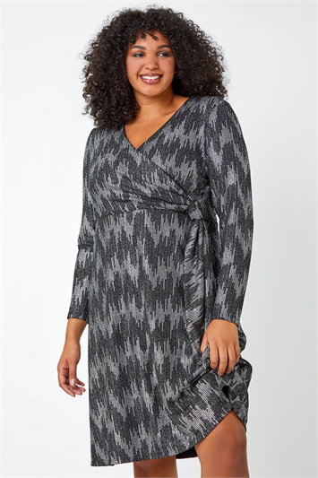 Curve Shimmer Stretch Wrap Dress 14439285
