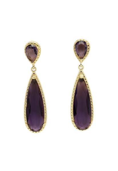 Purple Diva Collection Sleek Water Droplet Dangle Earrings