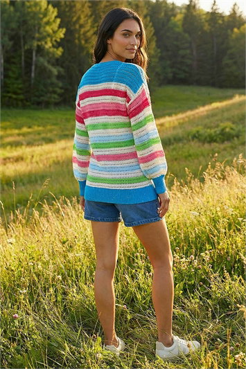 Sequin Stripe V-Neck Jumper 16338009