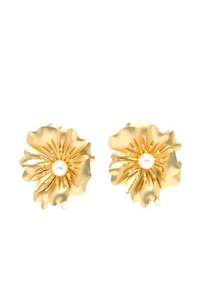 Metallic Floral Stud Earrings