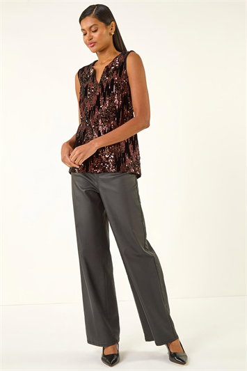 Sequin Velvet Notch Neck Top 19435119