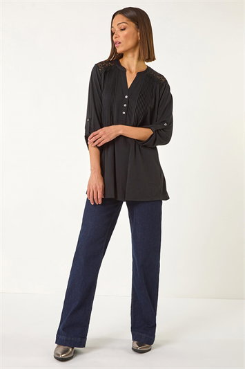 Lace Trim Buttoned Shirt 19363108