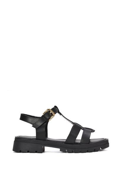 Black 'Maddison' Chunky Gladiator Sandals With Ankle Strap